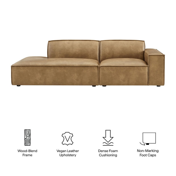 Modway Furniture Restore Modway 2 Piece Vegan Leather Modular Loveseat with French Piping for Living Rooms Toast EEI-7428-TST