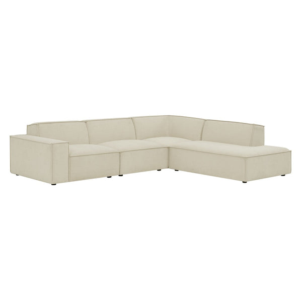 Modway Furniture Restore Modular L-shaped Sectional Sofa with Stain-resistant Fabric and French Piping Ecru EEI-7429-ECR