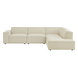 Modway Furniture Restore Modular L-shaped Sectional Sofa with Stain-resistant Fabric and French Piping Ecru EEI-7429-ECR