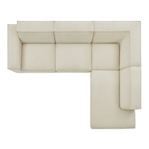 Modway Furniture Restore Modular L-shaped Sectional Sofa with Stain-resistant Fabric and French Piping Ecru EEI-7429-ECR