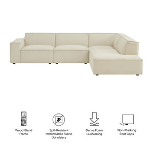 Modway Furniture Restore Modular L-shaped Sectional Sofa with Stain-resistant Fabric and French Piping Ecru EEI-7429-ECR