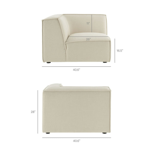 Modway Furniture Restore Modular L-shaped Sectional Sofa with Stain-resistant Fabric and French Piping Ecru EEI-7429-ECR
