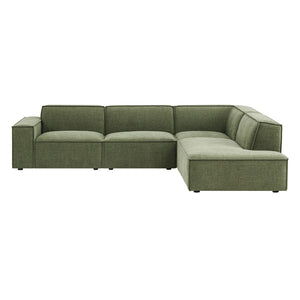 Modway Furniture Restore Modular L-shaped Sectional Sofa with Stain-resistant Fabric and French Piping Foliage EEI-7429-FOL