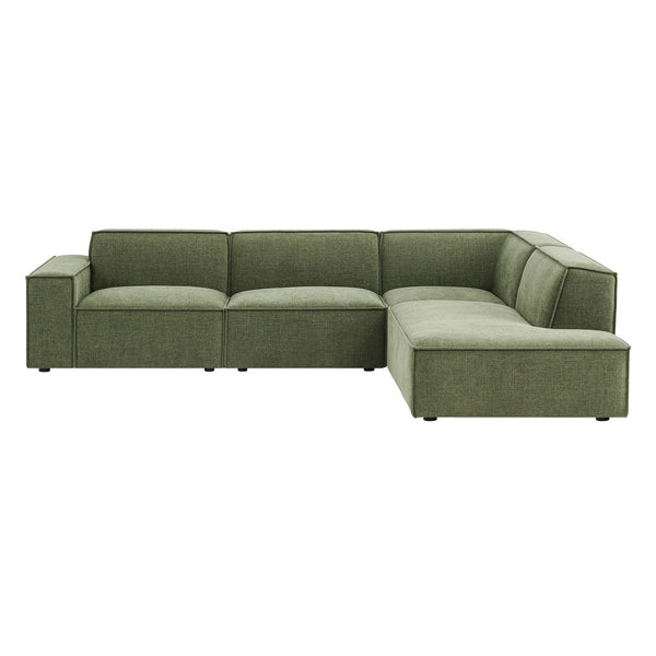 Modway Furniture Restore Modular L-shaped Sectional Sofa with Stain-resistant Fabric and French Piping Foliage EEI-7429-FOL