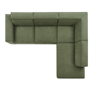 Modway Furniture Restore Modular L-shaped Sectional Sofa with Stain-resistant Fabric and French Piping Foliage EEI-7429-FOL