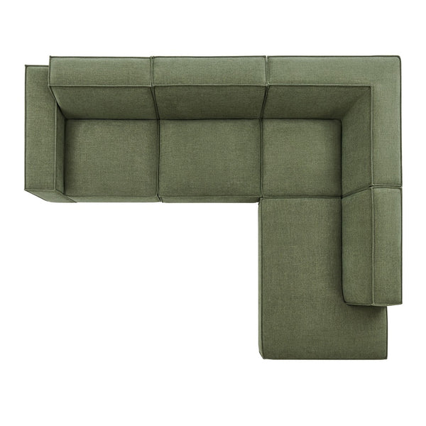 Modway Furniture Restore Modular L-shaped Sectional Sofa with Stain-resistant Fabric and French Piping Foliage EEI-7429-FOL