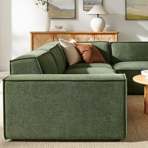 Modway Furniture Restore Modular L-shaped Sectional Sofa with Stain-resistant Fabric and French Piping Foliage EEI-7429-FOL