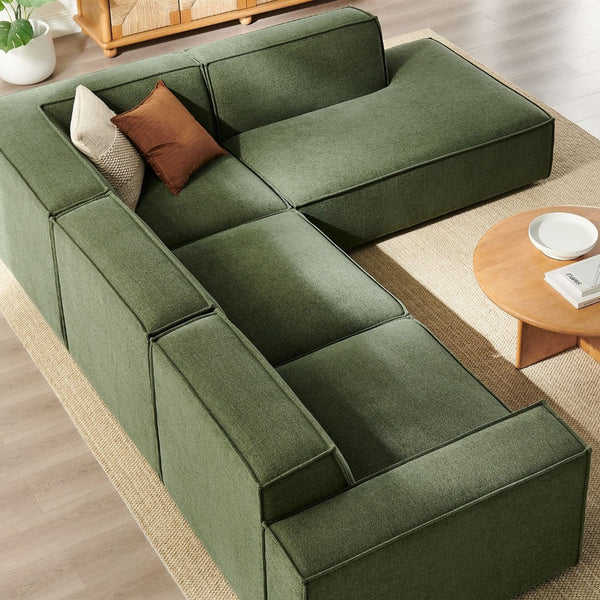 Modway Furniture Restore Modular L-shaped Sectional Sofa with Stain-resistant Fabric and French Piping Foliage EEI-7429-FOL