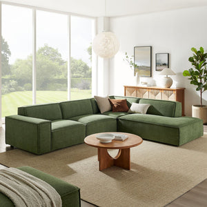 Modway Furniture Restore Modular L-shaped Sectional Sofa with Stain-resistant Fabric and French Piping Foliage EEI-7429-FOL