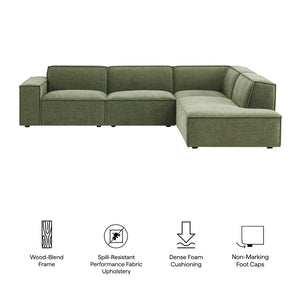 Modway Furniture Restore Modular L-shaped Sectional Sofa with Stain-resistant Fabric and French Piping Foliage EEI-7429-FOL