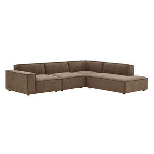 Modway Furniture Restore Modular L-shaped Sectional Sofa with Stain-resistant Fabric and French Piping Mocha EEI-7429-MOC