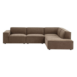 Modway Furniture Restore Modular L-shaped Sectional Sofa with Stain-resistant Fabric and French Piping Mocha EEI-7429-MOC