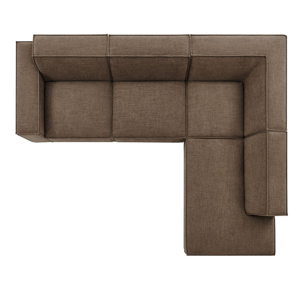 Modway Furniture Restore Modular L-shaped Sectional Sofa with Stain-resistant Fabric and French Piping Mocha EEI-7429-MOC