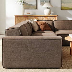 Modway Furniture Restore Modular L-shaped Sectional Sofa with Stain-resistant Fabric and French Piping Mocha EEI-7429-MOC