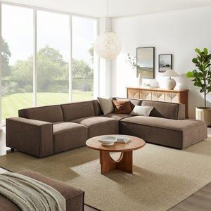 Modway Furniture Restore Modular L-shaped Sectional Sofa with Stain-resistant Fabric and French Piping Mocha EEI-7429-MOC