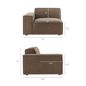Modway Furniture Restore Modular L-shaped Sectional Sofa with Stain-resistant Fabric and French Piping Mocha EEI-7429-MOC