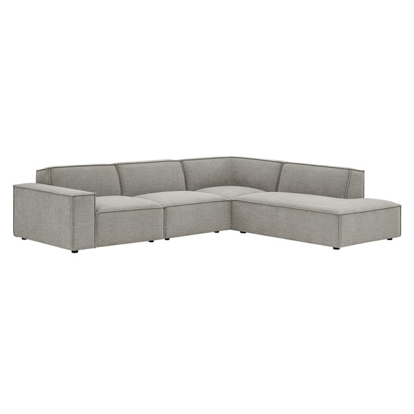 Modway Furniture Restore Modular L-shaped Sectional Sofa with Stain-resistant Fabric and French Piping Pewter EEI-7429-PEW