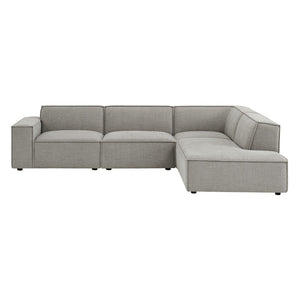 Modway Furniture Restore Modular L-shaped Sectional Sofa with Stain-resistant Fabric and French Piping Pewter EEI-7429-PEW