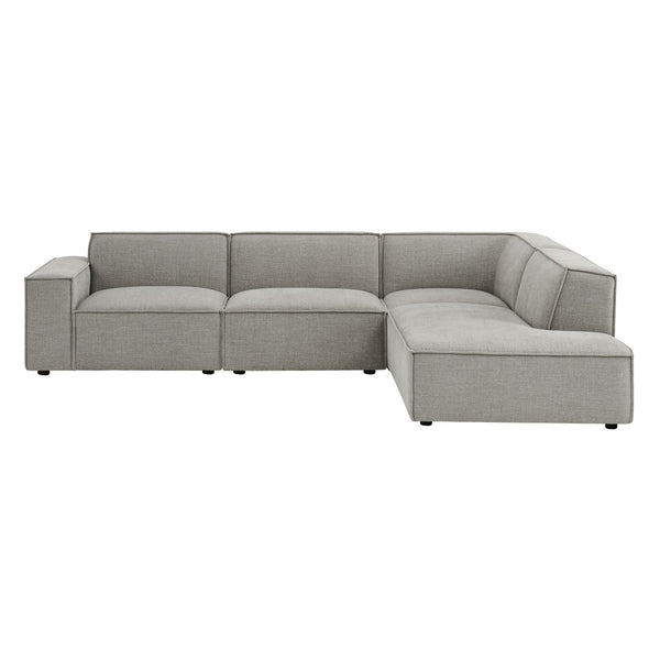 Modway Furniture Restore Modular L-shaped Sectional Sofa with Stain-resistant Fabric and French Piping Pewter EEI-7429-PEW