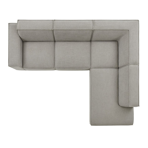 Modway Furniture Restore Modular L-shaped Sectional Sofa with Stain-resistant Fabric and French Piping Pewter EEI-7429-PEW