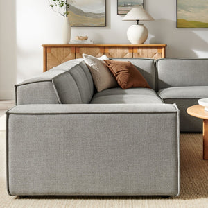Modway Furniture Restore Modular L-shaped Sectional Sofa with Stain-resistant Fabric and French Piping Pewter EEI-7429-PEW