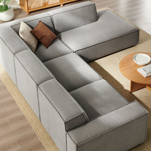 Modway Furniture Restore Modular L-shaped Sectional Sofa with Stain-resistant Fabric and French Piping Pewter EEI-7429-PEW