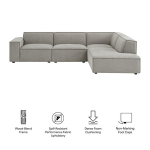 Modway Furniture Restore Modular L-shaped Sectional Sofa with Stain-resistant Fabric and French Piping Pewter EEI-7429-PEW