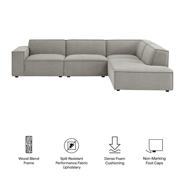 Modway Furniture Restore Modular L-shaped Sectional Sofa with Stain-resistant Fabric and French Piping Pewter EEI-7429-PEW