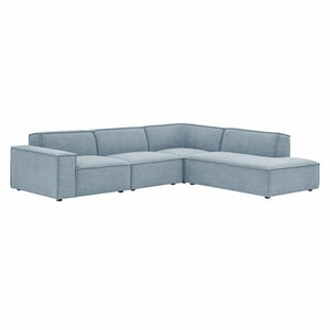Modway Furniture Restore Modular L-shaped Sectional Sofa with Stain-resistant Fabric and French Piping Sky EEI-7429-SKY