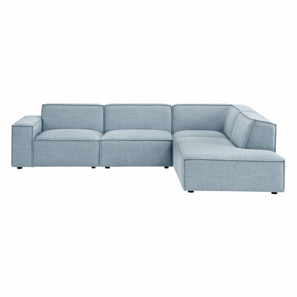 Modway Furniture Restore Modular L-shaped Sectional Sofa with Stain-resistant Fabric and French Piping Sky EEI-7429-SKY