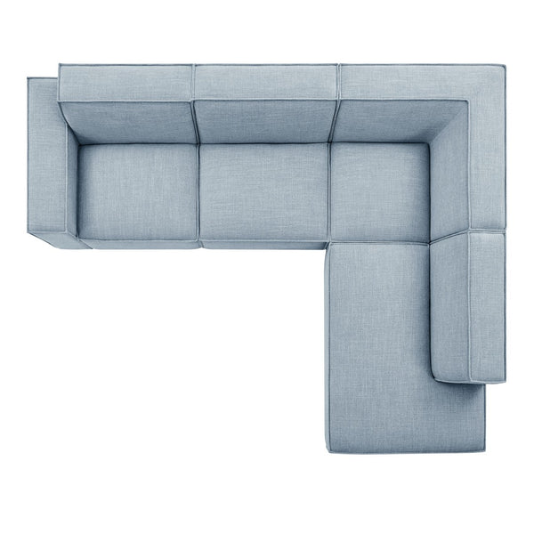 Modway Furniture Restore Modular L-shaped Sectional Sofa with Stain-resistant Fabric and French Piping Sky EEI-7429-SKY