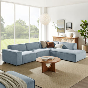 Modway Furniture Restore Modular L-shaped Sectional Sofa with Stain-resistant Fabric and French Piping Sky EEI-7429-SKY