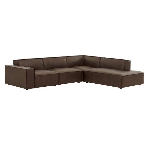 Modway Furniture Restore Modway Vegan Leather Modular Sectional with French Piping for Living Rooms Espresso EEI-7430-ESP