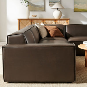 Modway Furniture Restore Modway Vegan Leather Modular Sectional with French Piping for Living Rooms Espresso EEI-7430-ESP