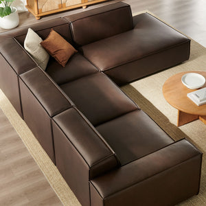 Modway Furniture Restore Modway Vegan Leather Modular Sectional with French Piping for Living Rooms Espresso EEI-7430-ESP