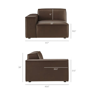 Modway Furniture Restore Modway Vegan Leather Modular Sectional with French Piping for Living Rooms Espresso EEI-7430-ESP