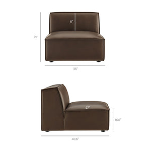 Modway Furniture Restore Modway Vegan Leather Modular Sectional with French Piping for Living Rooms Espresso EEI-7430-ESP