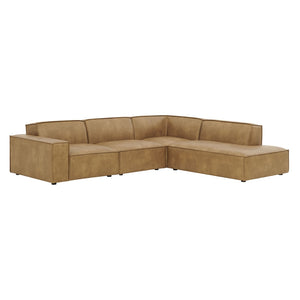 Modway Furniture Restore Modway Vegan Leather Modular Sectional with French Piping for Living Rooms Toast EEI-7430-TST