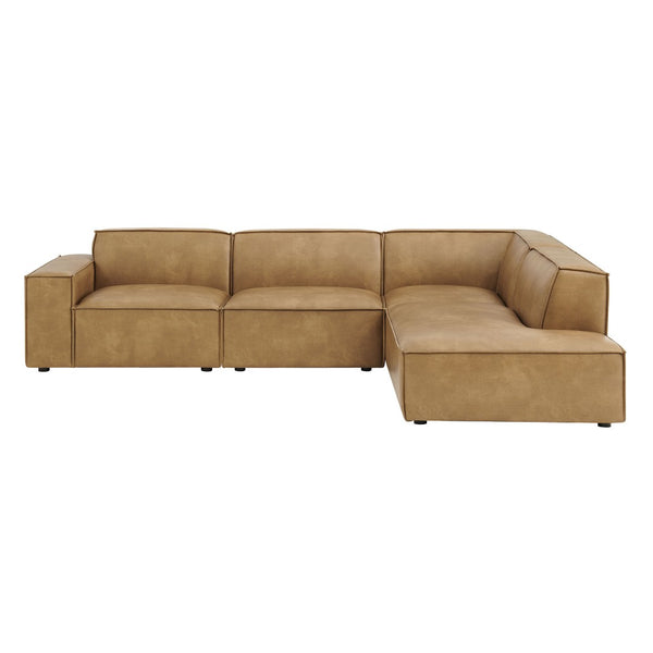 Modway Furniture Restore Modway Vegan Leather Modular Sectional with French Piping for Living Rooms Toast EEI-7430-TST
