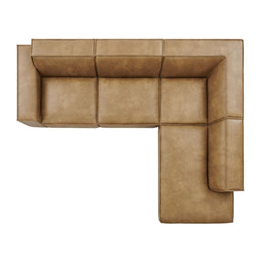 Modway Furniture Restore Modway Vegan Leather Modular Sectional with French Piping for Living Rooms Toast EEI-7430-TST