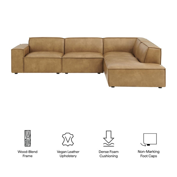 Modway Furniture Restore Modway Vegan Leather Modular Sectional with French Piping for Living Rooms Toast EEI-7430-TST