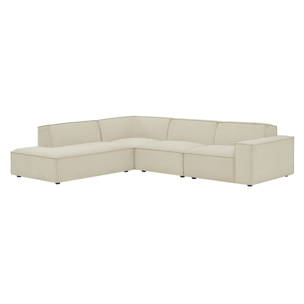 Modway Furniture Restore Modular L-shaped Sectional with Stain-repellent Fabric and Pocket Coil Seating Ecru EEI-7431-ECR