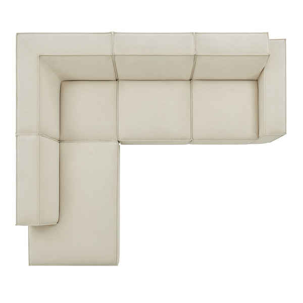 Modway Furniture Restore Modular L-shaped Sectional with Stain-repellent Fabric and Pocket Coil Seating Ecru EEI-7431-ECR