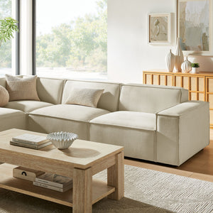 Modway Furniture Restore Modular L-shaped Sectional with Stain-repellent Fabric and Pocket Coil Seating Ecru EEI-7431-ECR
