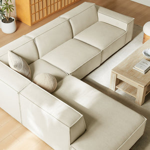 Modway Furniture Restore Modular L-shaped Sectional with Stain-repellent Fabric and Pocket Coil Seating Ecru EEI-7431-ECR