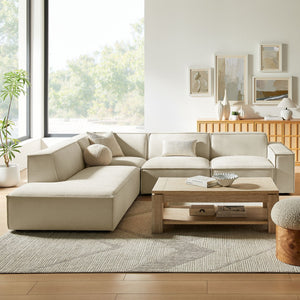 Modway Furniture Restore Modular L-shaped Sectional with Stain-repellent Fabric and Pocket Coil Seating Ecru EEI-7431-ECR