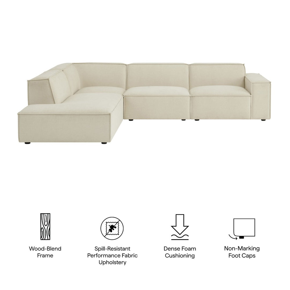 Modway Furniture Restore Modular L-shaped Sectional with Stain-repellent Fabric and Pocket Coil Seating Ecru EEI-7431-ECR