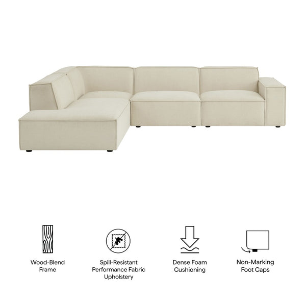 Modway Furniture Restore Modular L-shaped Sectional with Stain-repellent Fabric and Pocket Coil Seating Ecru EEI-7431-ECR