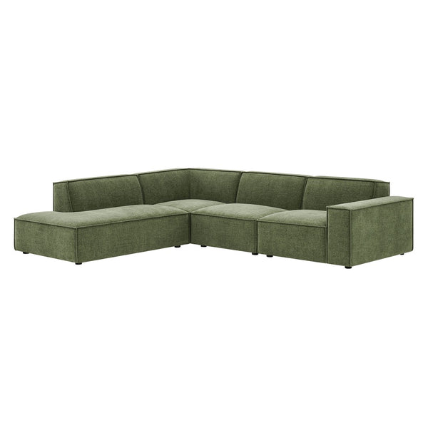 Modway Furniture Restore Modular L-shaped Sectional with Stain-repellent Fabric and Pocket Coil Seating Foliage EEI-7431-FOL