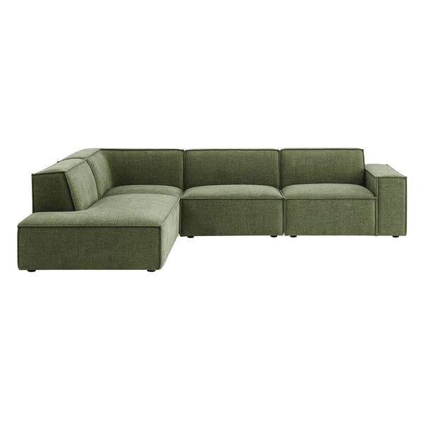 Modway Furniture Restore Modular L-shaped Sectional with Stain-repellent Fabric and Pocket Coil Seating Foliage EEI-7431-FOL